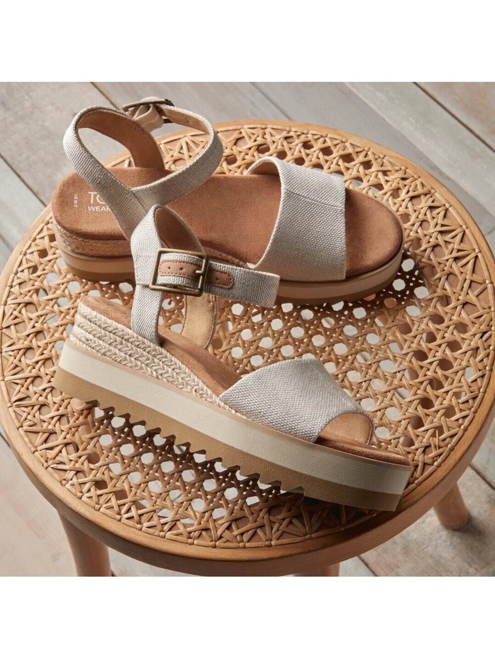 Size 8 - Toms Diana Espadrille Platform Wedge Sandals - Picture 2 of 9